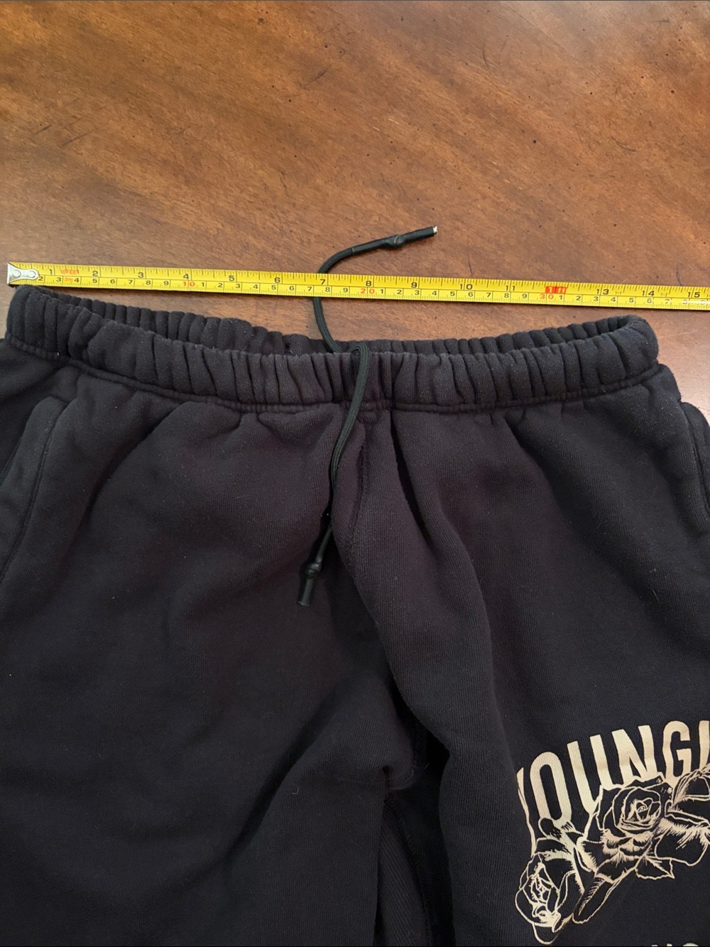 YoungLA Black Sweatpants with Cream Graphic Print - Picture 6 of 10